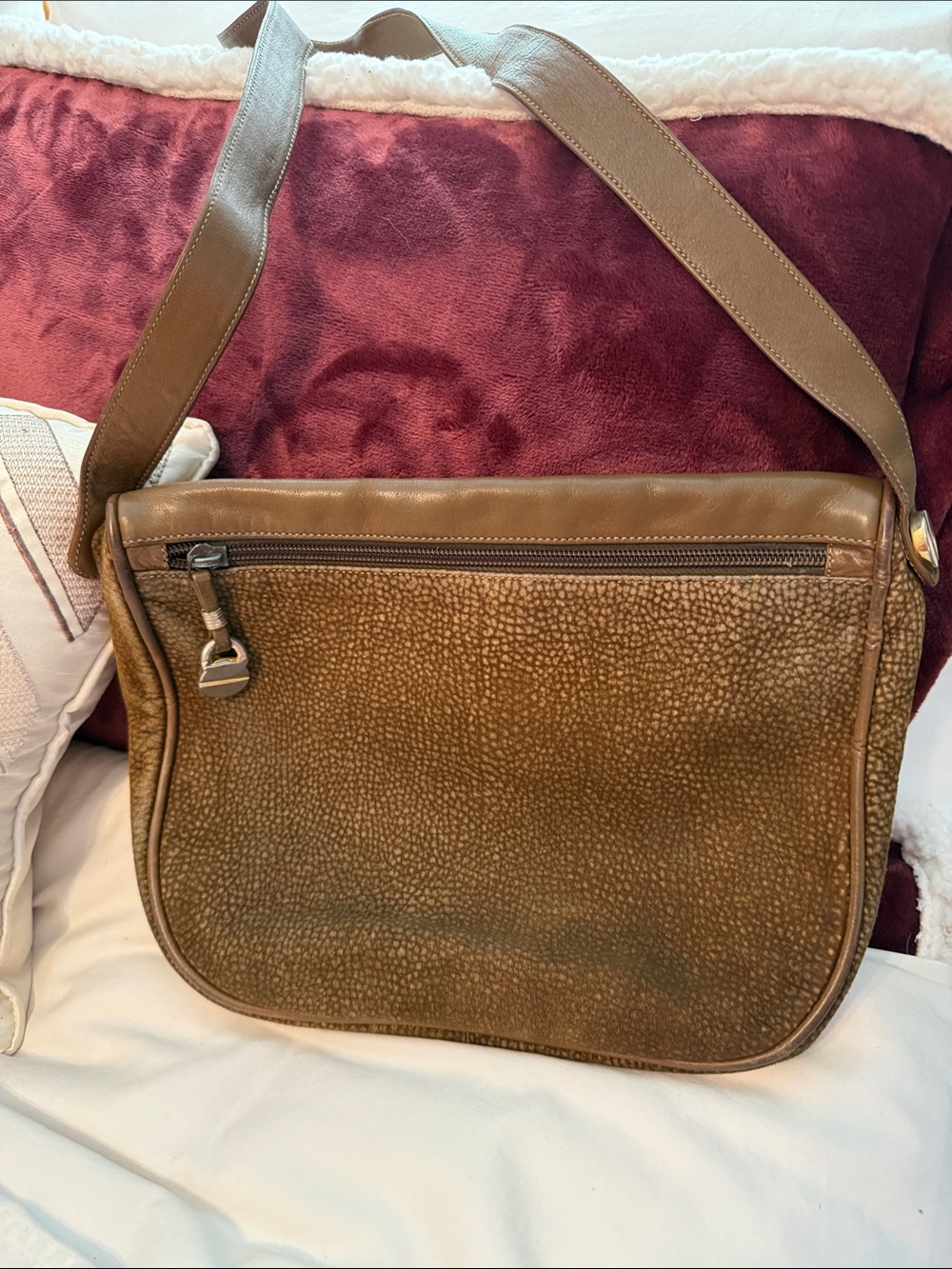 Vintage Borbonese Redwall Italian leather crossbody in brown OP pattern - Picture 5 of 11